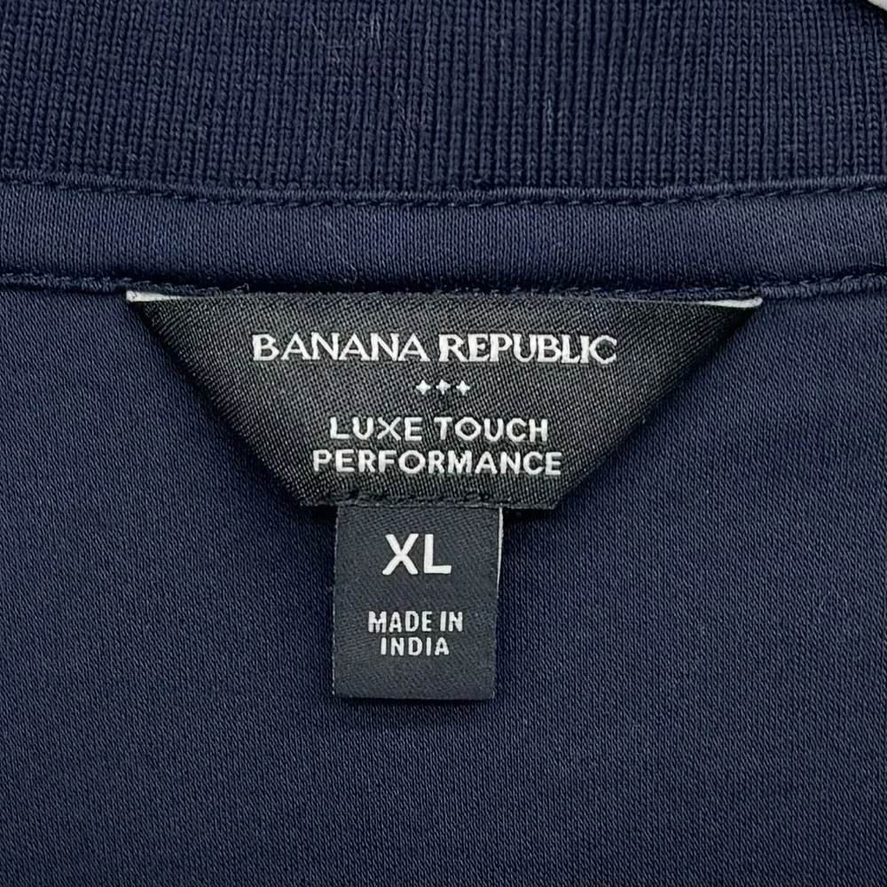 Banana Republic Polo Shirt Men XL Navy Blue Luxe Touch Performance Johnny Collar